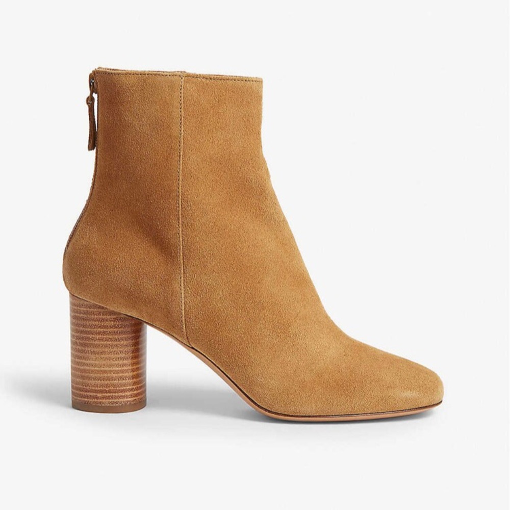 NWB Sandro Sacha Suede Ambre Heeled Boots - Picture 2 of 10